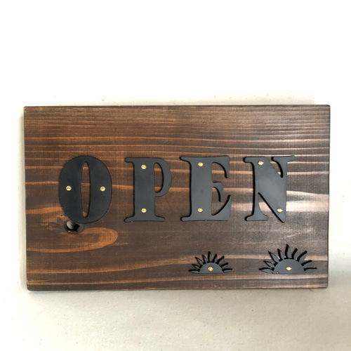 OPEN CLOSE 看板】置き型 両面 立体 WooD 木製 表札 シンプル