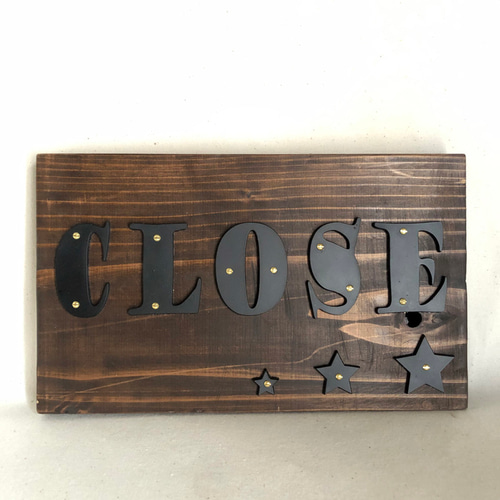 OPEN CLOSE 看板】置き型 両面 立体 WooD 木製 表札 シンプル
