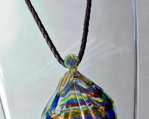 ガラス作家作品　ガラス玉 とんぼ玉 ペンダントトップ michaoo71 (10728-479)ガラス工芸家