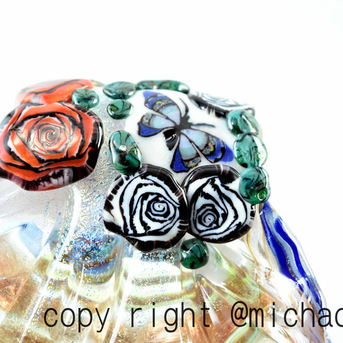 とんぼ玉 ペンダントトップ michaoo71 (10785-489)ガラス工芸家創作