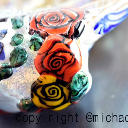 とんぼ玉 ペンダントトップ michaoo71 (10785-489)ガラス工芸家創作