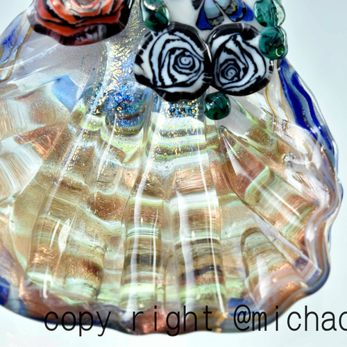 とんぼ玉 ペンダントトップ michaoo71 (10785-489)ガラス工芸家創作