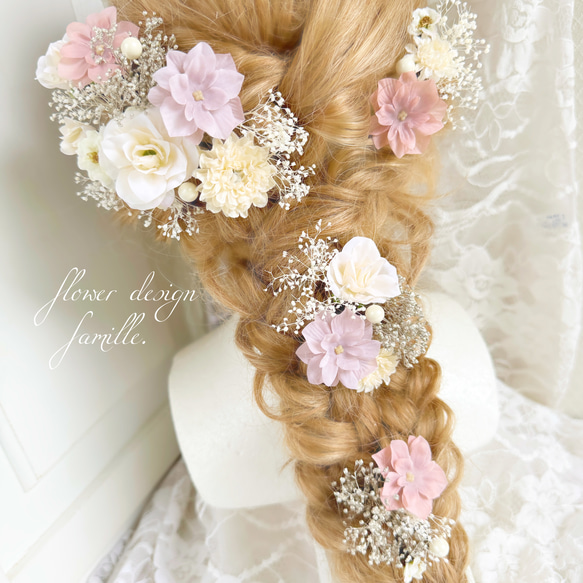 グレイッシュ　パープル　くすみピンク　プリンセスの髪飾り　✧　ヘッドドレス　プラチナ　クラシカル　アンティーク　：237 4枚目の画像