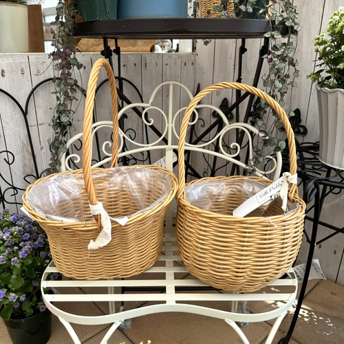 ガーデンバスケット 2点セット ナチュラル バスケット ガーデニング