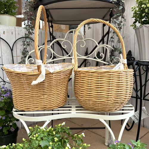 ガーデンバスケット 2点セット ナチュラル バスケット ガーデニング