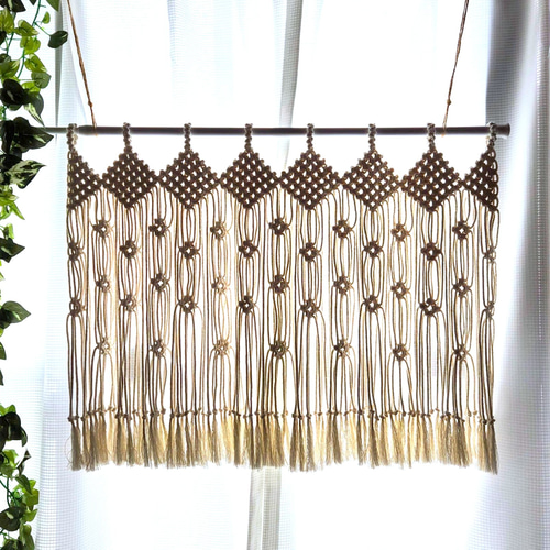 送料無料】お花柄・フリンジがかわいい F42マクラメカフェカーテン