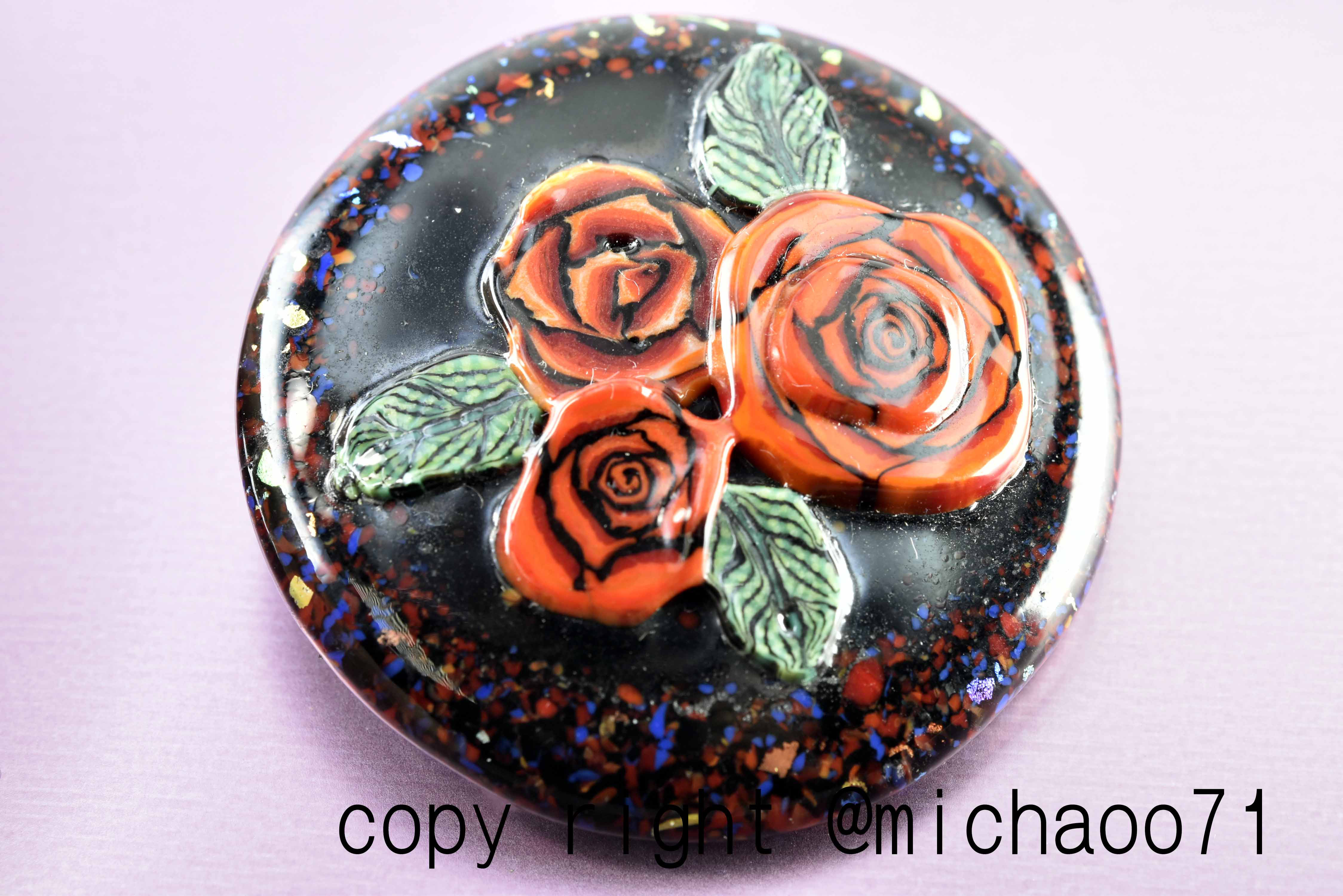 とんぼ玉  ペンダントトップ  michaoo71 (10762-489)ガラス工芸家創作 ハンドメイド 一点物