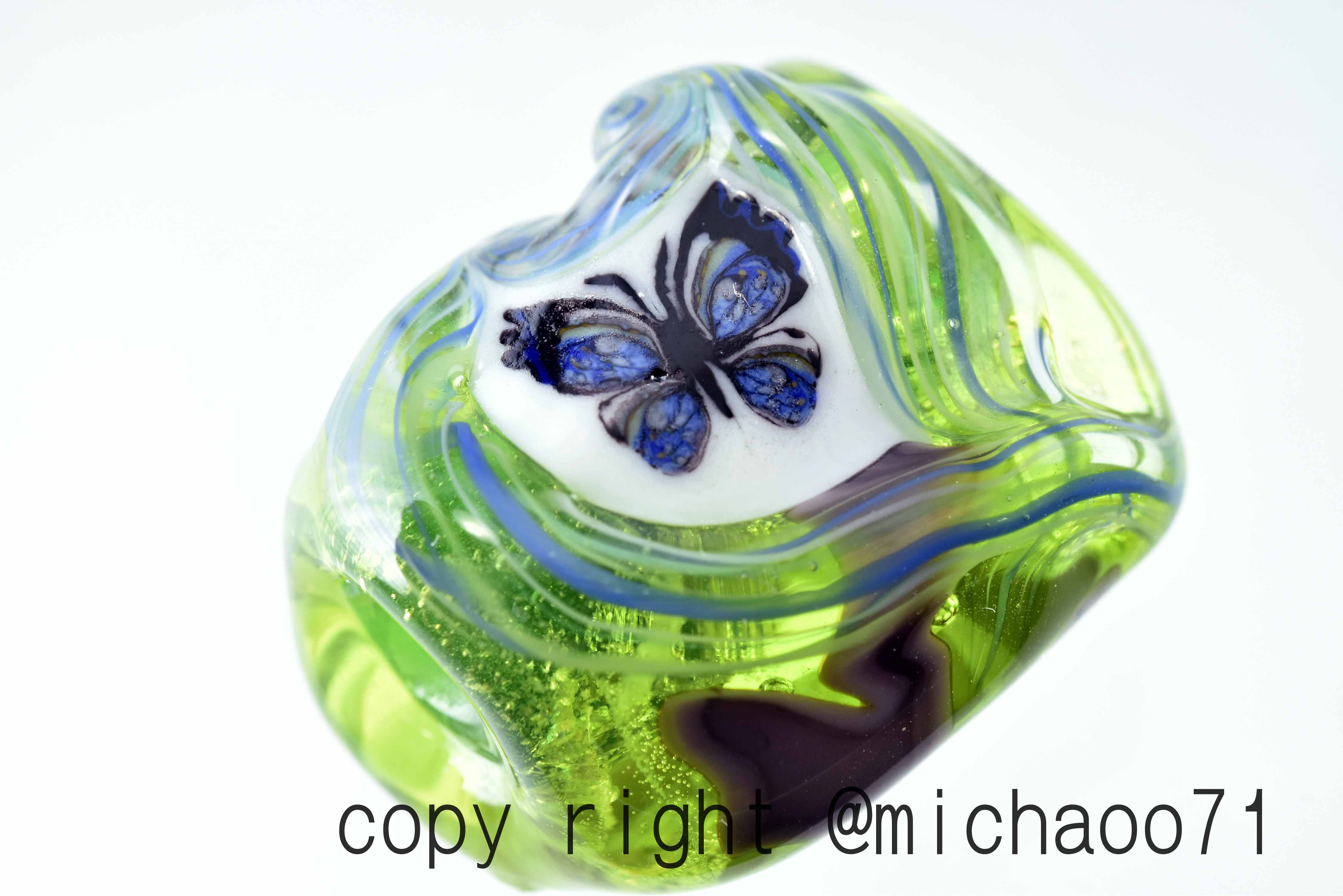 とんぼ玉  ペンダントトップ  michaoo71 (10777-489)ガラス工芸家創作 ハンドメイド 一点物