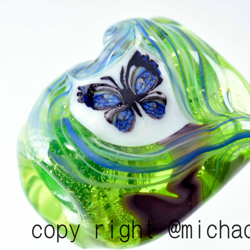 とんぼ玉 ペンダントトップ michaoo71 (10777-489)ガラス工芸家創作