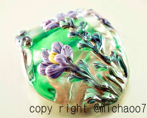 とんぼ玉 ペンダントトップ michaoo71 (10791-489)ガラス工芸家創作