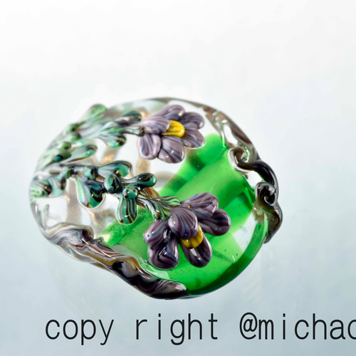 とんぼ玉 ペンダントトップ michaoo71 (10791-489)ガラス工芸家創作