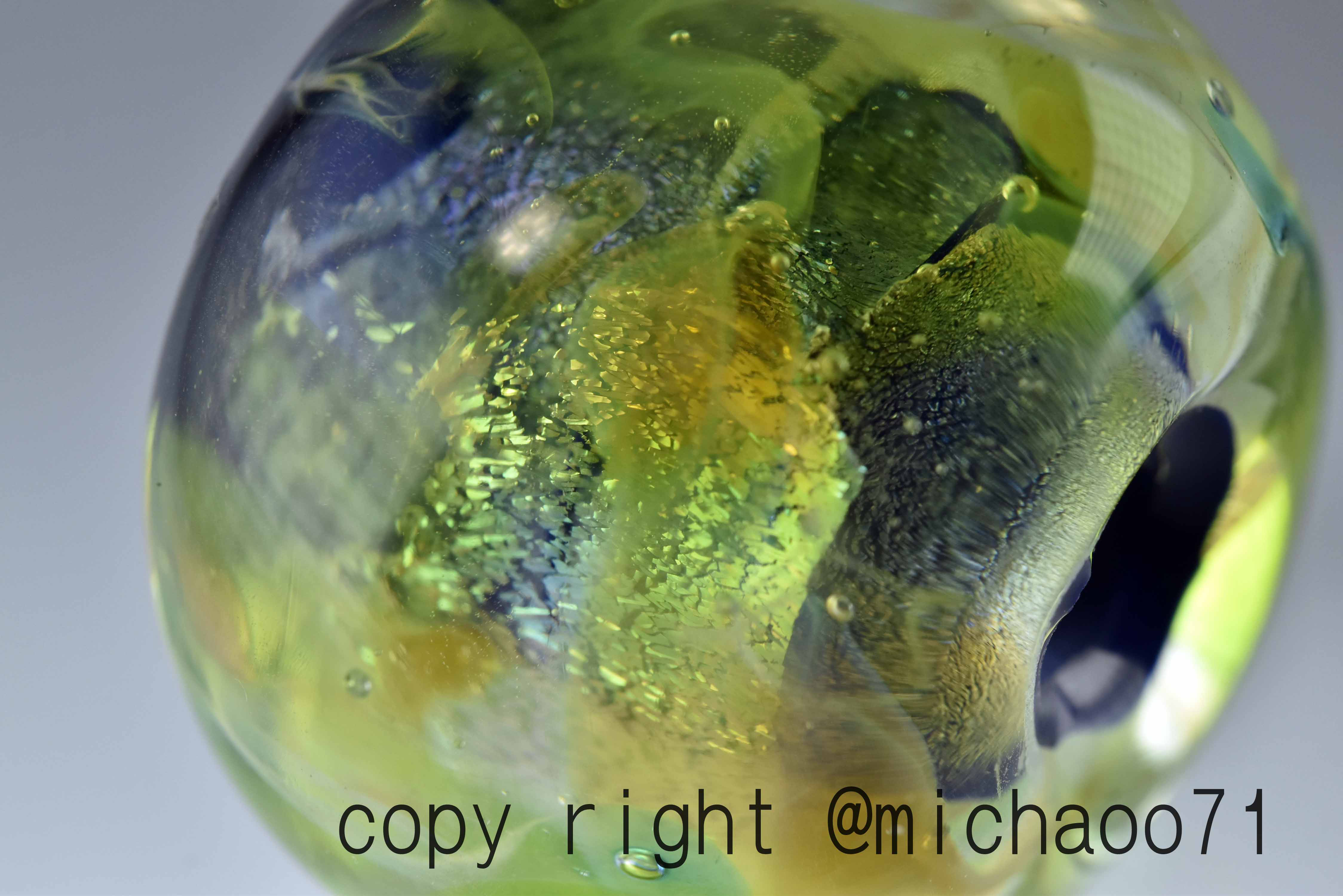 とんぼ玉  ペンダントトップ  michaoo71 (10792-489)ガラス工芸家創作 ハンドメイド 一点物