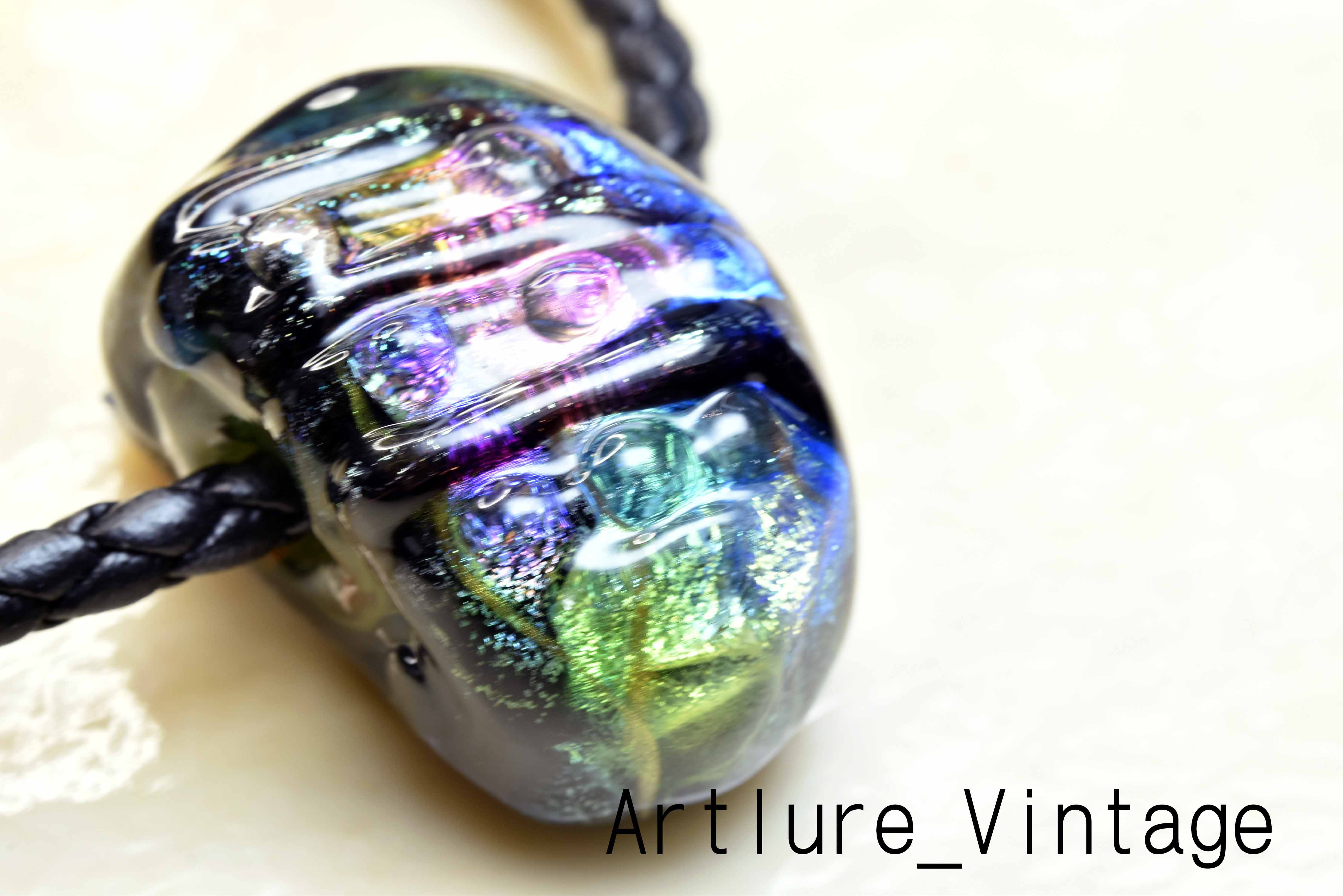 とんぼ玉  ペンダントトップ  michaoo71 (10413-477)ガラス工芸家創作 ハンドメイド 一点物