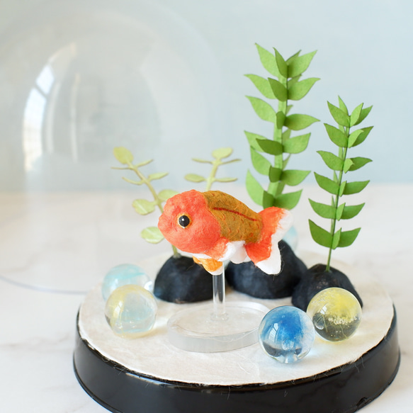 ◌金魚の涼飾り◌ ランチュウ 和紙アクアリウム/箱庭 和紙