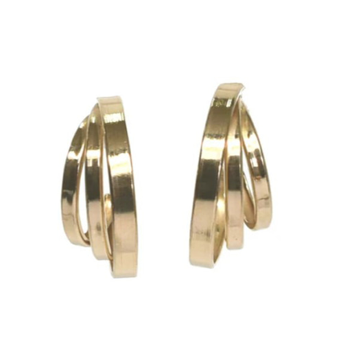 韓国ブランド通販サイト 新入荷＊10金【3連フープピアス K10刻印入 イエローゴールド】 アクセサリー