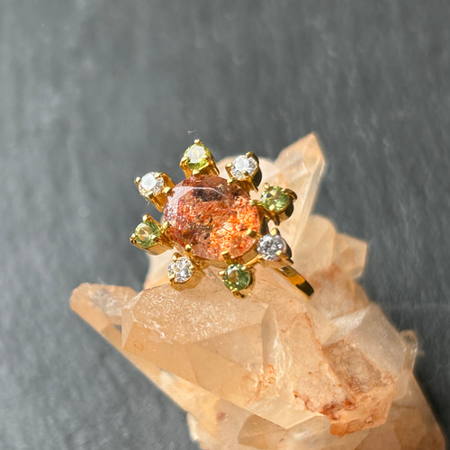 agete✳️大ぶり ペリドット ストーンリング 13号 天然石 agete