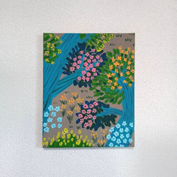 アート『花瓶と青い花』アクリル絵 原画 絵画 サイズ約26.8