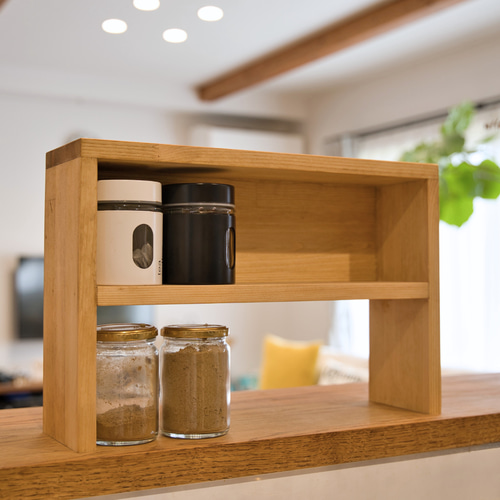 スパイスラック2段 高さ30cm幅45cm【キッチン収納/小物入れ/木製】 棚