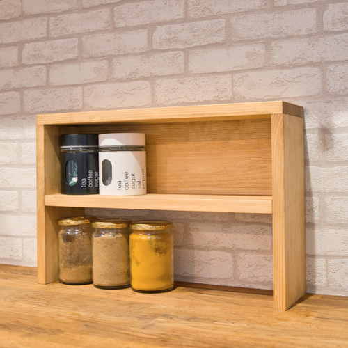 スパイスラック2段 高さ30cm幅45cm【キッチン収納/小物入れ/木製】 棚