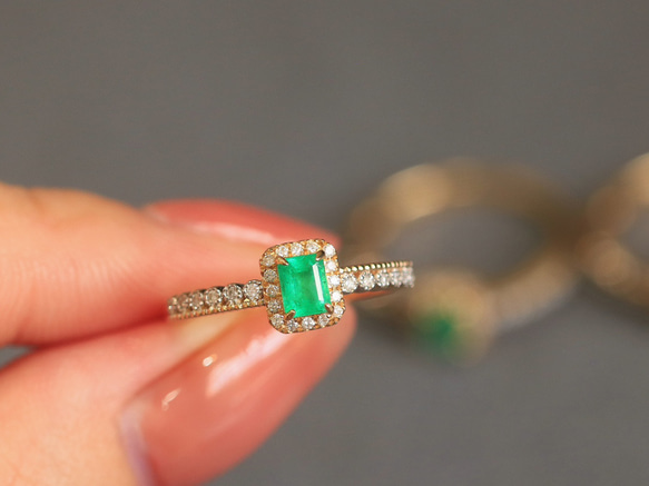 k18あこや真珠天然ダイヤモンドとエメラルドリング 【公式通販】