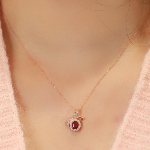 リボンモチーフ ルビーペンダントトップk18 ペンダントトップ パール  