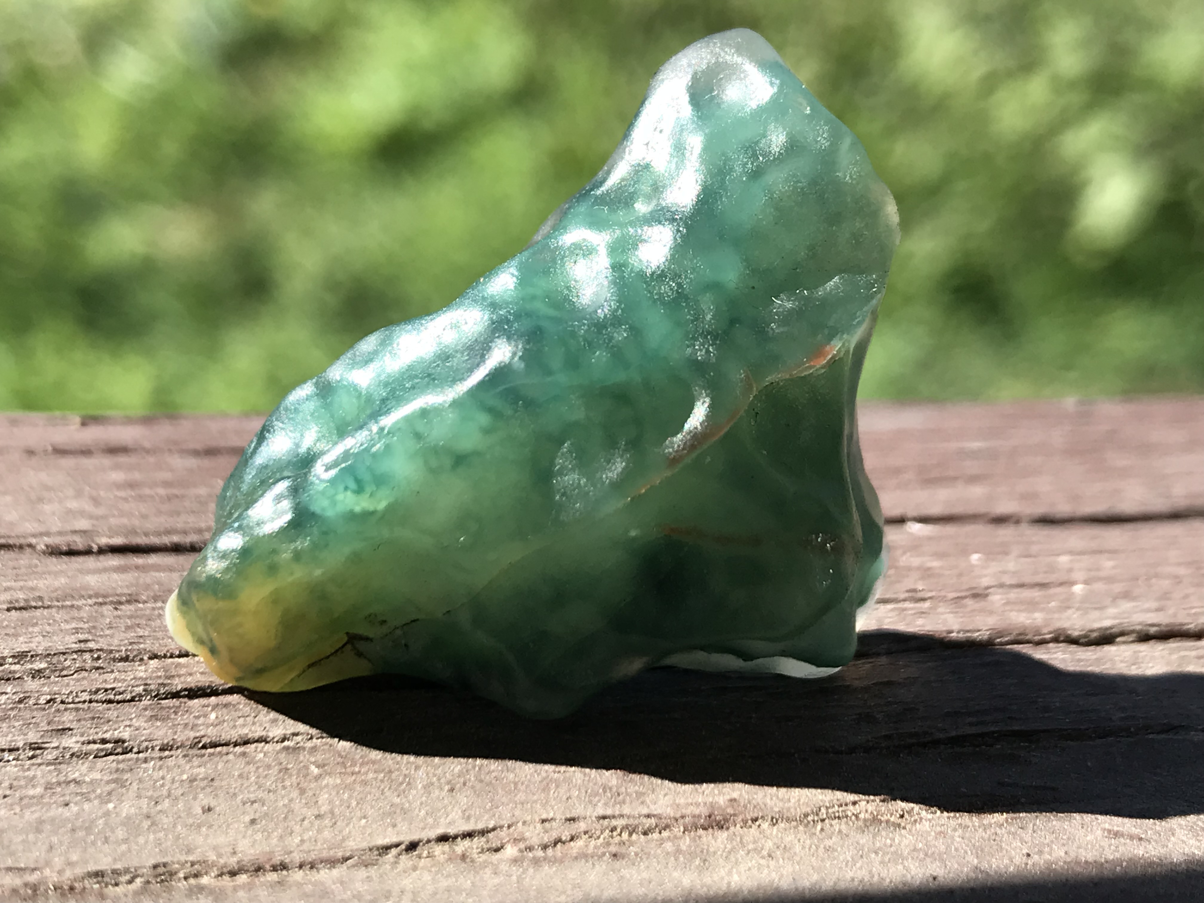 ゴビ石−1283 ゴビ瑪瑙　原石　濃翠色 鉱物