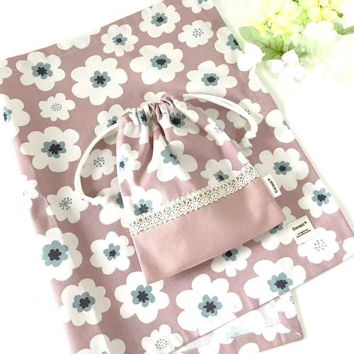 ♪NEW♪♡40×60㎝・北欧風大きなフラワー花柄☆大判ランチセット♡40