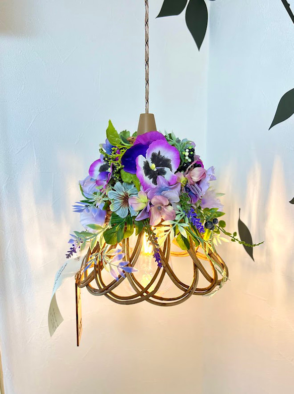 お花が華やかなラタン 籐シェードとランプセット 01 シーリング