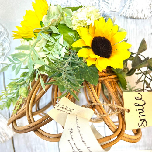 お花が華やかなラタン 籐シェードとランプセット 02 シーリング