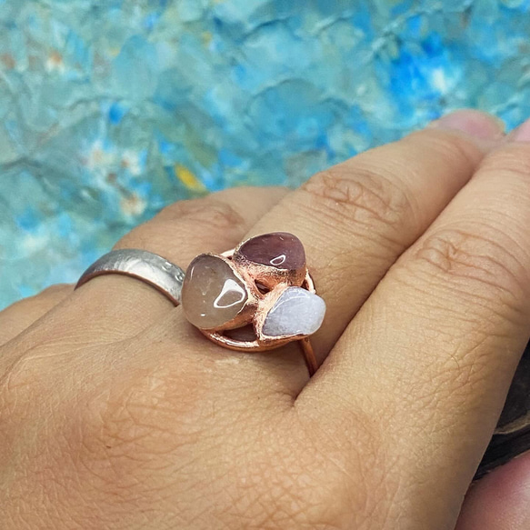 ゆにわマート　共鳴石　天然石リング　三点セット ゆにわマート 共鳴石 天然石リング 三点セット