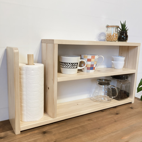 大きいサイズ キッチンペーパー収納付きラック スパイスラック カップ