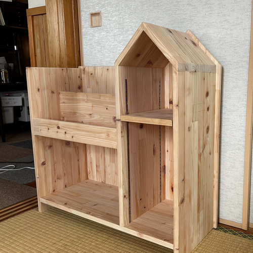 絵本棚　ブックシェルフ　本棚　無垢材 オーク無垢材の本棚｜オープンブックシェルフ 絵本棚 マガジン