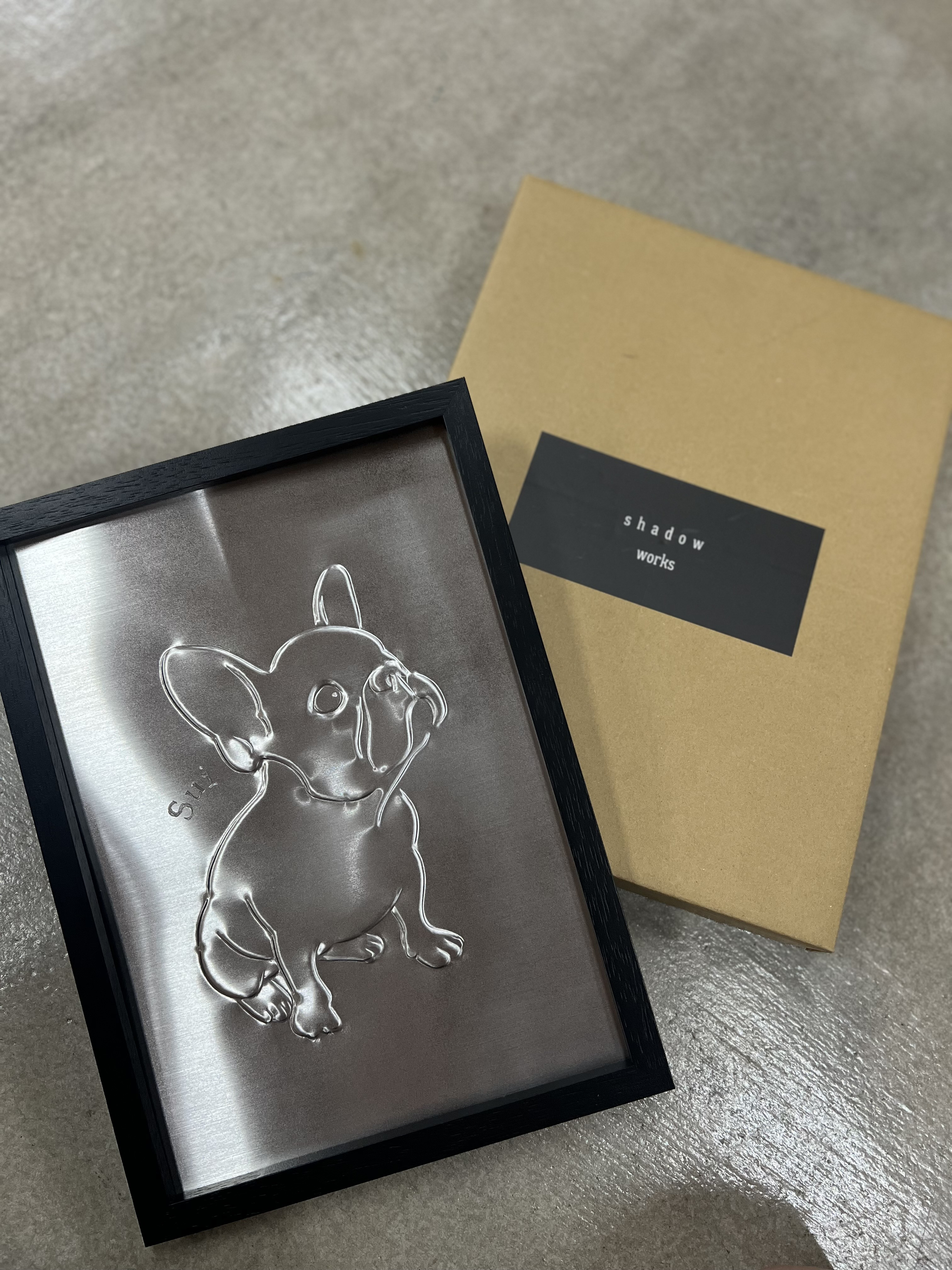 《大切な方への贈りに》ウェルカムボード　ギフト　看板　ステンレスアート　アート　犬　フラワー　記念日　結婚