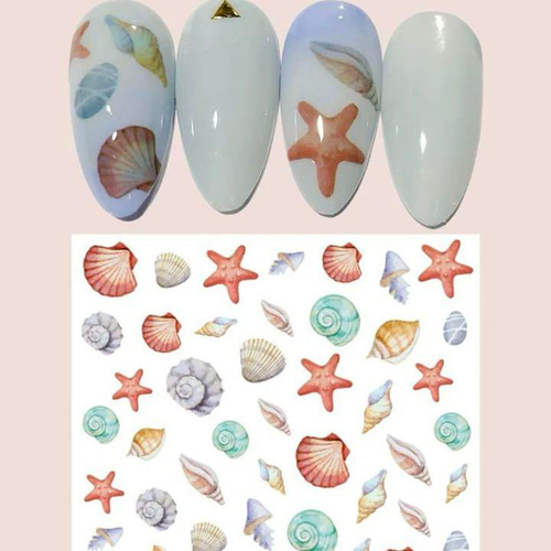 NT116《ネイルシール》貝殻 シェル ヒトデ カラフル ギャル 夏 巻貝