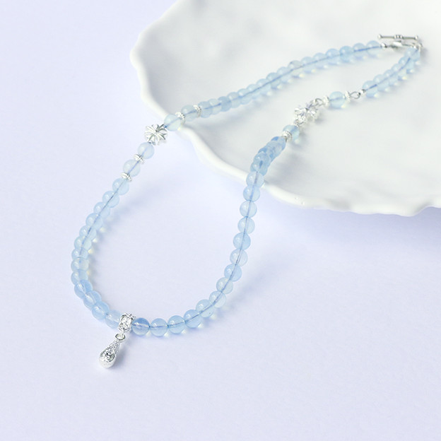 『アドリア』AAA天然石アクアマリンのネックレス・3月誕生石 ♪送料無料♪青　ブルー　海