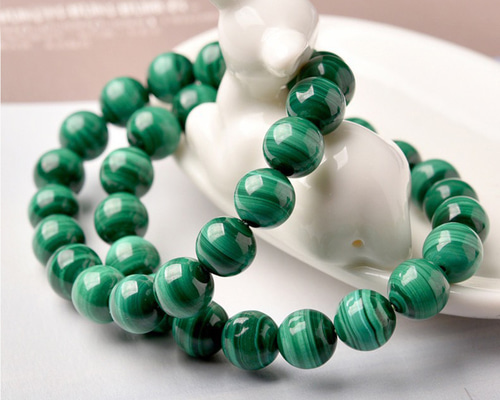 マラカイト（孔雀石）ブレスレット約12㎜ マラカイトブレスレット 孔雀石 1巻 天然石 ブレスレット Koron 通販