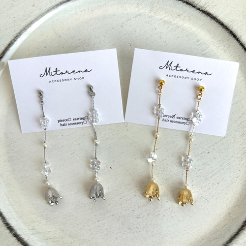 ゆれるフラワーピアス/イヤリング ピアス（スタッド・一粒） Mitorena 