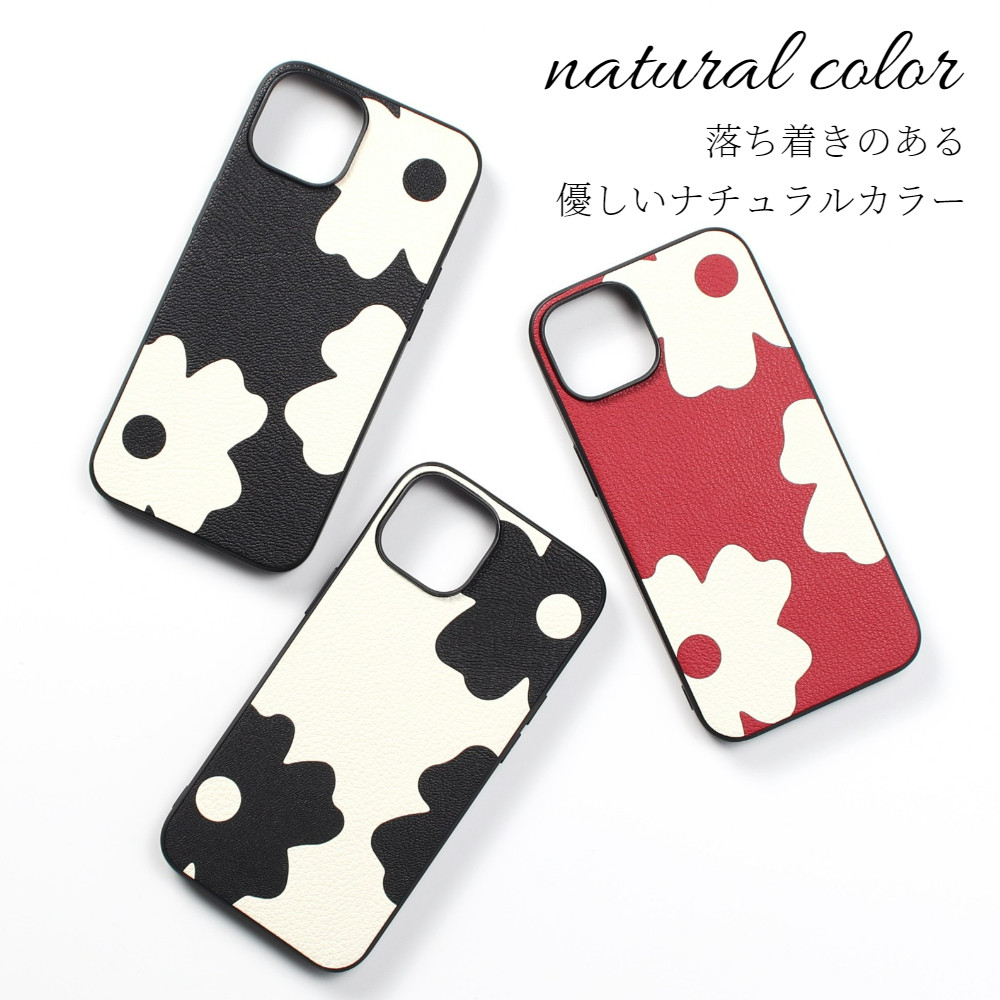 iphone15 ケース 本革 15Pro 15Plus 15ProMAX レザー ゴートレザー 山羊革 花柄 可愛い