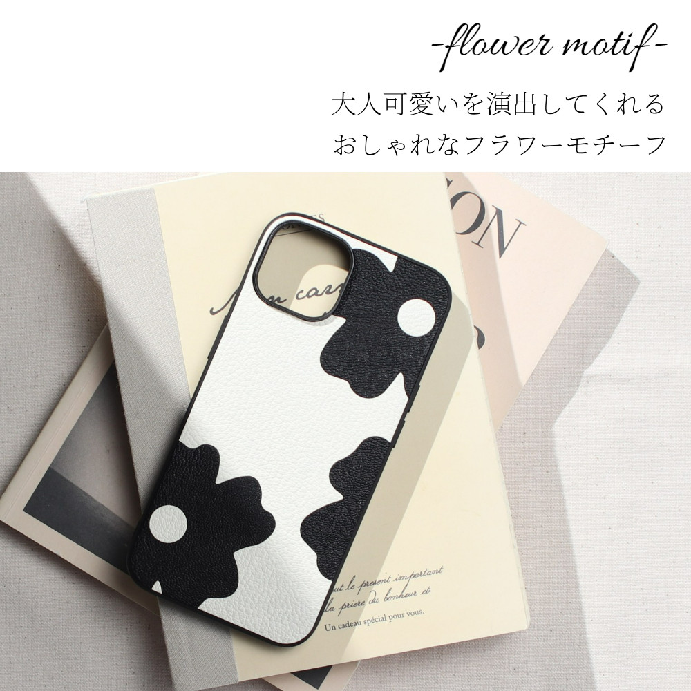 iphone15 ケース 本革 15Pro 15Plus 15ProMAX レザー ゴートレザー 山羊革 花柄 可愛い