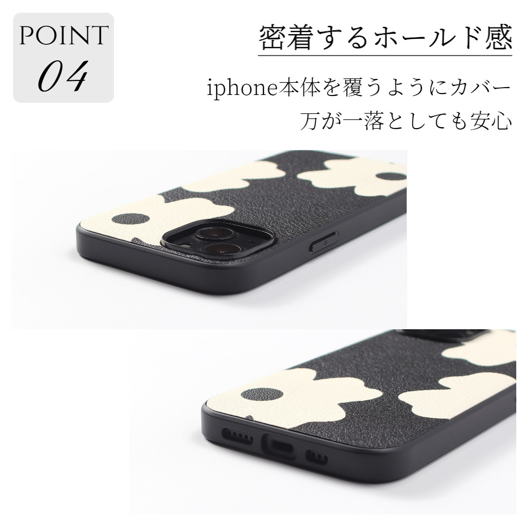 iphone15 ケース 本革 15Pro 15Plus 15ProMAX レザー ゴートレザー 山羊革 花柄 可愛い