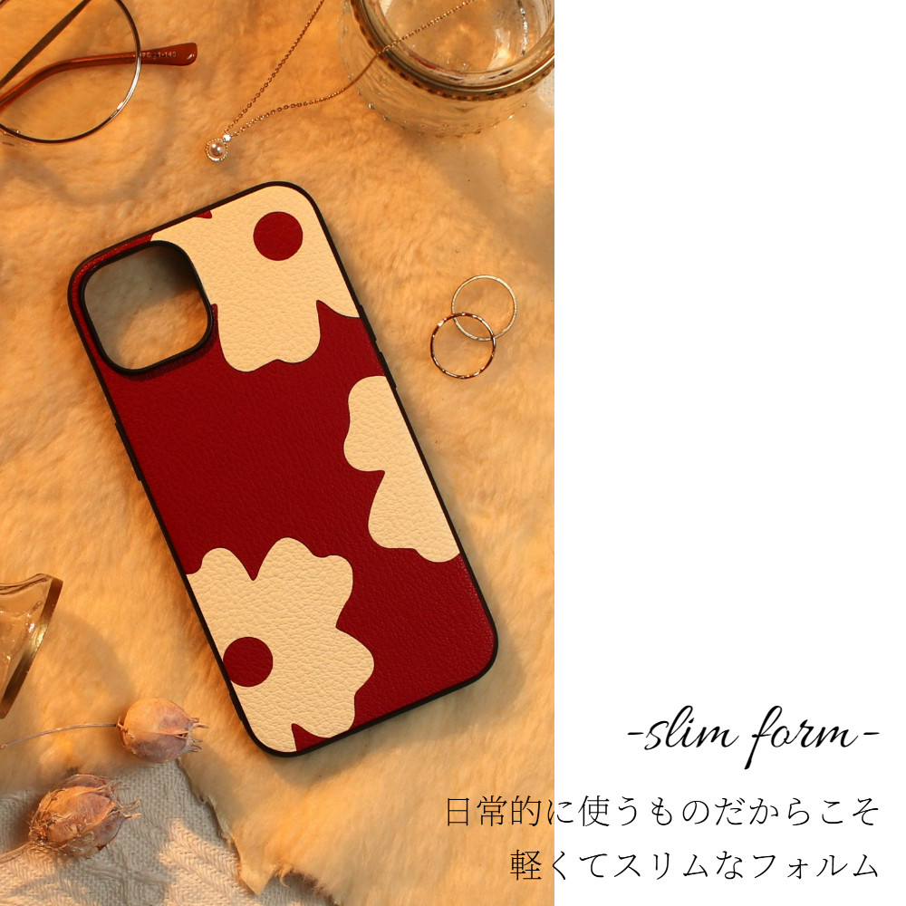 iphone15 ケース 本革 15Pro 15Plus 15ProMAX レザー ゴートレザー 山羊革 花柄 可愛い