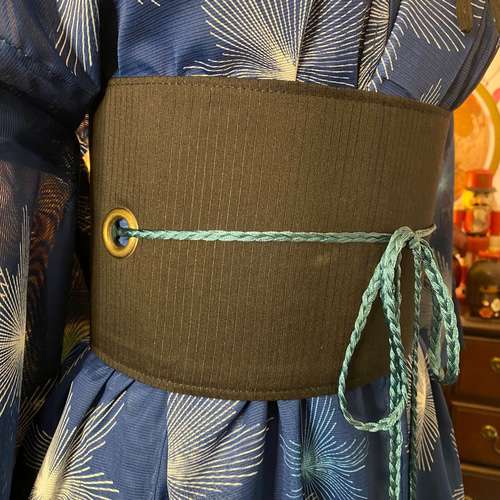 展示品 ◇着物リメイク◇ ドッキングワンピース 帯ベルト付き