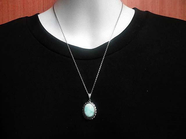 天然石 ラリマー(ペクトライト)ネックレス(ペンダント)      240101733