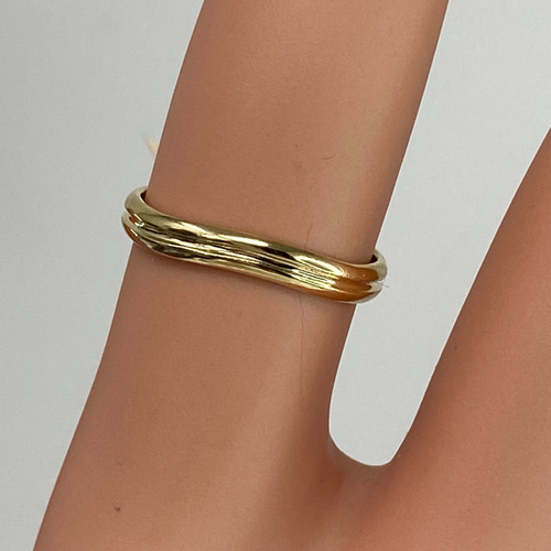 k18YG AU750 18金 イエローゴールド リング ミゾ入り ウェーブ 指輪