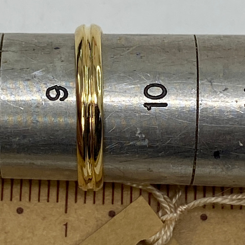 k18YG AU750 18金 イエローゴールド リング ミゾ入り ウェーブ 指輪