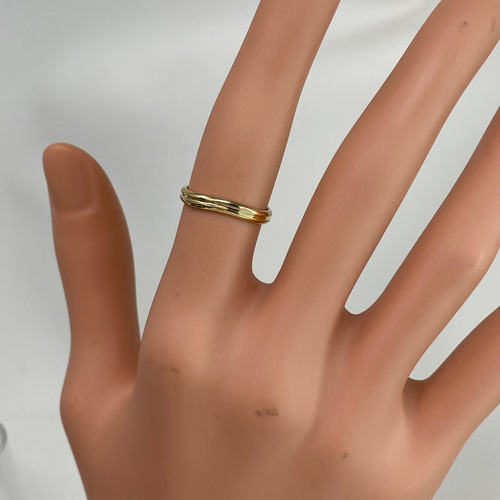 k18YG AU750 18金 イエローゴールド リング ミゾ入り ウェーブ