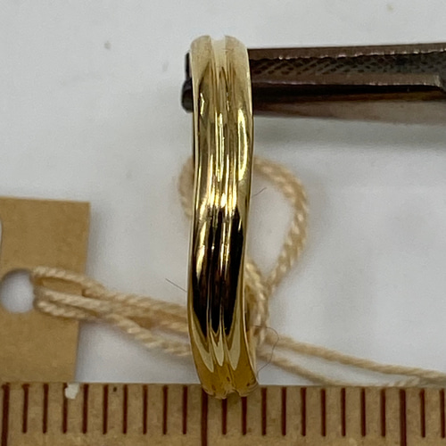 k18YG AU750 18金 イエローゴールド リング ミゾ入り ウェーブ 指輪