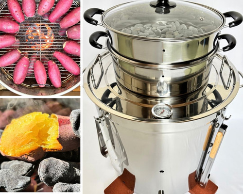 【未使用】【業務用】焼き芋壺＋専用台付セット 楽天市場】《国産》《送料込》焼き芋壺＋専用台付セット プロ仕様 壺