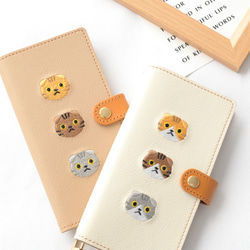 全機種対応 スマホケース 手帳型 【 スコティッシュフォールド 】 ゴールドパーツ 猫 スマホショルダー A292I 17枚目の画像