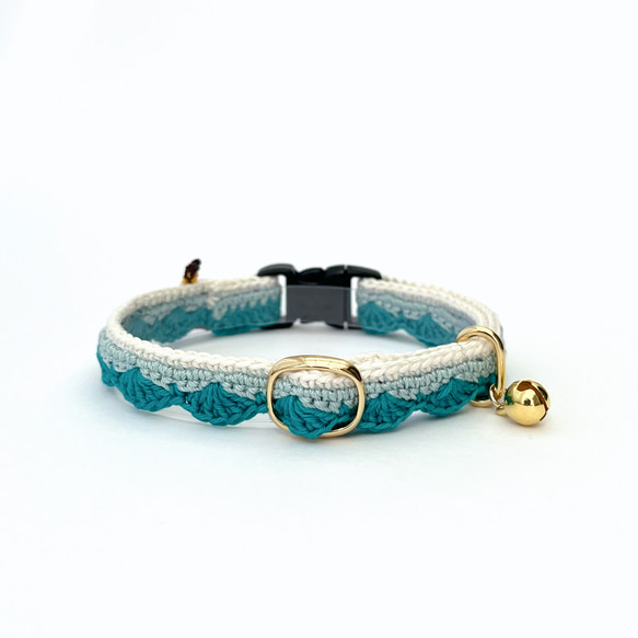 船（青空&夕焼け）　猫さんにやさしい首輪【かぎ針編み　猫の首輪　猫　首輪　セーフティバックル　軽い　やわらかい】 7枚目の画像